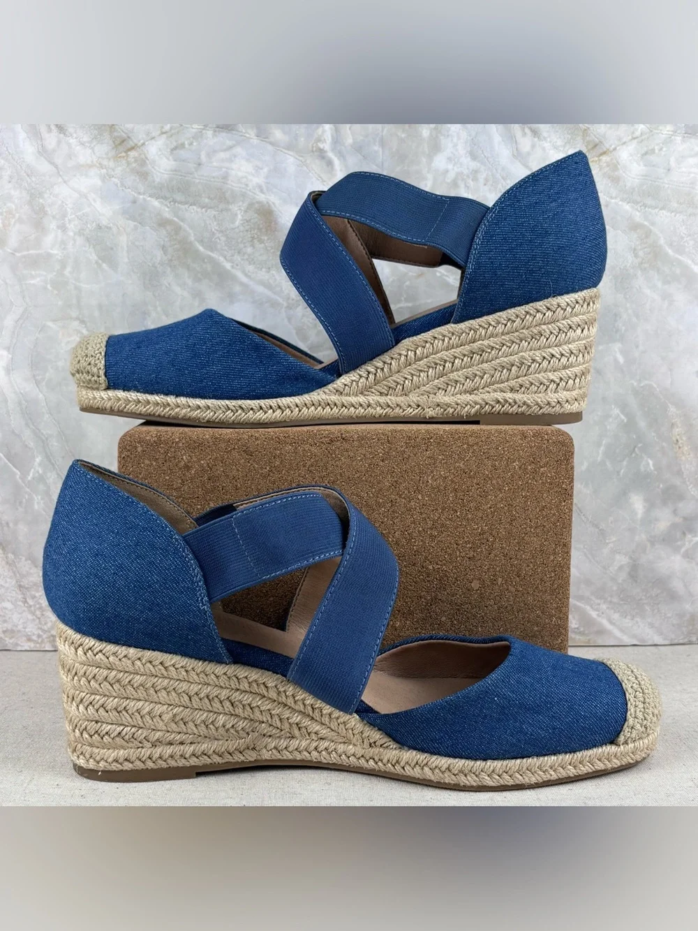 Dream Pairs Denim Blue Espadrille Wedge Sandals Women’s 10 Summer